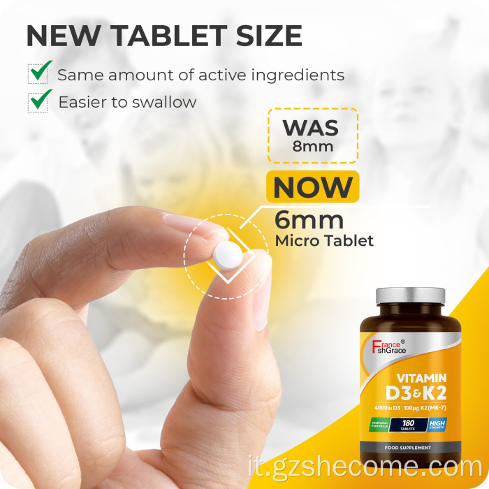 Vitamind3 k2 per compresse multi vitaminiche di assorbimento di calcio